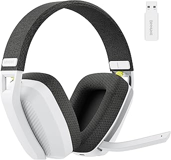 Casque de Jeu Sans Fil BINNUNE pour PS4 PS5, avec Microphone Rabattable, 50 mm Haut-parleurs, Double Mode 2.4 GHz + Bluetooth, et Autonomie de 48h pour des Sessions de Jeu Prolongées