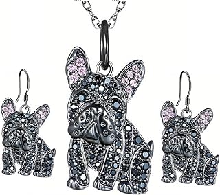 Cute Yorkie French Bulldog Earrings Necklace Giraffe Pendant Dog Pet Necklace Earrings Gifts