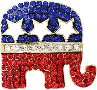 cocojewelry GOP Republican Party Elephant Democratic Party Donkey Brooch Pin