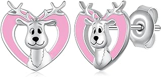 Adorable Animal Shape Stud Earrings in 925 Sterling Silver featuring Axolotl, Highland Cow, Panda, and Giraffe with Push Back for Women and Girls - Unique Animal Jewelry Gift