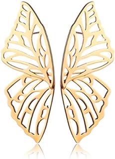 Fashion Hollow Big Butterfly Drop Dangle Earrings Gold Exaggerated Butterfly Wings Personality Stud Earrings for Women Girls