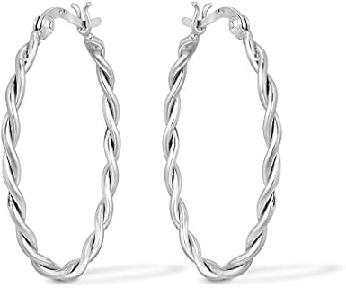Balinese Twisted Rope Loops .925 Sterling Silver Casual Hoop Earrings | Sterling Silver Hoop Earring for women | Hoop Earrings | Hoop Earrings