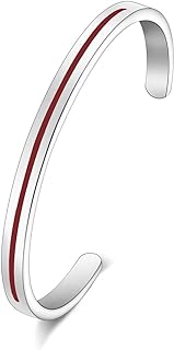Stainless Steel Red Line Bangle Bracelet with Lobster Claw Clasp - Symbolic Gift for Women Supporting Firefighters and Police Officers