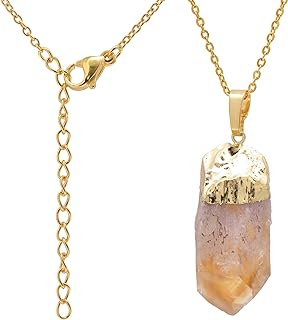 Handmade Natural Irregular Citrine Crystal Raw Gemstone Pendant Necklace