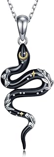 Snake Pendant Necklace with Lobster Claw Clasp in Sterling Silver - Unique Animal Jewelry Gift for Women and Girls