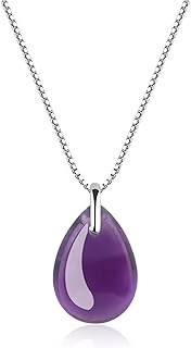 COAI Collier Améthyste Petite Goutte d'Eau en Argent 925, 45 cm, Cadeau Parfait pour Femmes, avec Chaîne Ajustable et Pendentif Symbole de Sérénité et d'Équilibre