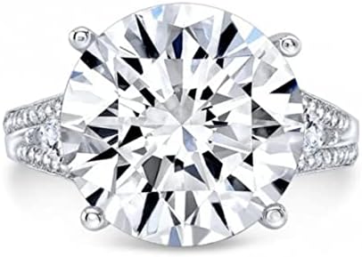 Sterling Silver 10ct Moissanite Engagement Ring by Riya Gems for Women - Beautiful Round Solitaire Design