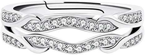 Uloveido 925 Sterling Silver Infinity Double Wrap Ring Guard Enhancer Wedding Bands 2pcs Stack Eternity Rings Set Y1522