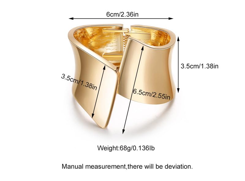 Gold Cuff Bangle Bracelets For Women 18K Gold Bangle Bracelets Open Wide Chunky Gold Bracelet Irregular Minimalist Bangle for Girl