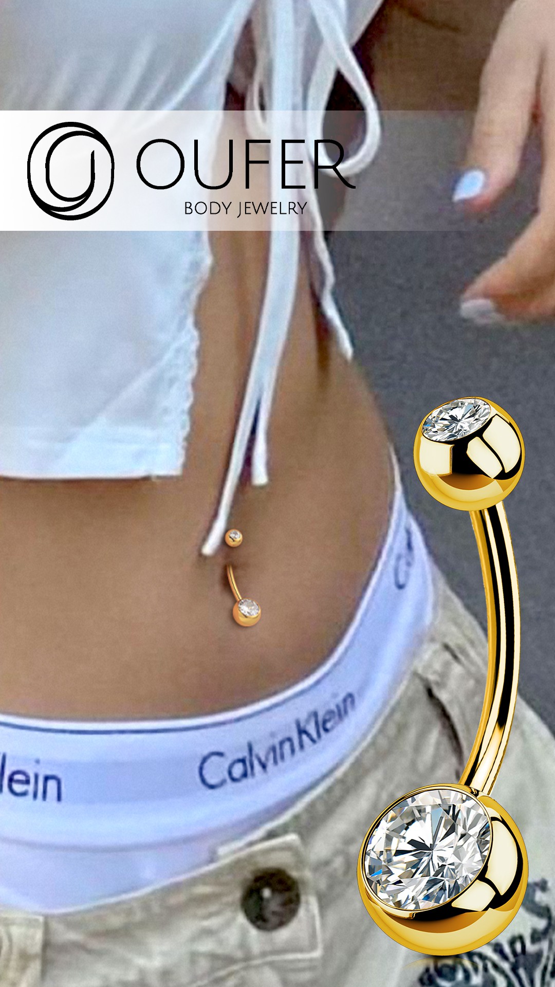 OUFER Gold Belly Button Rings, 316L Surgical Steel Belly Button Piercing, Internally Threaded Belly Rings, 14G Belly Piercing Jewelry, Long Belly Button Rings, Navel Rings For Women Men