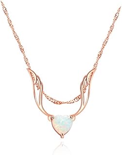 Barzel 18K Rose Gold Plated Created Opal Guardian Angel Necklace