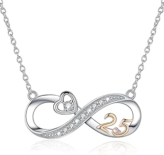 925 Sterling Silver Lucky Number Necklace Infinity Love Heart Pendant Necklaces 5th 10th 15th Anniversary Jewelry Wedding Birthday Graduation Gifts for Wife Girlfriend Women Her