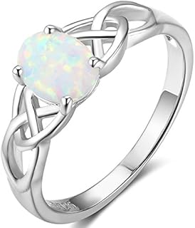 925 Sterling Silver Celtic Knot Heart Shaped Fire Opal Wedding Engagement Ring
