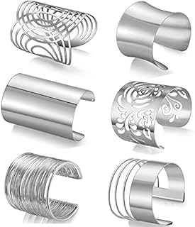 6Pcs Cuff Bangle Bracelet for Women Open Wide Wire Bracelets Gold Wrist Cuff Wrap Bracelet