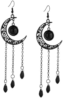 Sacina Black Crescent Moon Dangle Earrings, Black Earrings, Witchy Earrings, Gothic Earrings, Goth Earrings, Costume Jewelry, Christmas Jewelry Gifts for Women