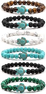 5-10Pcs Natual Bead Bracelet for Men Women Lava Rock Stone Turtle Bracelet Tiger Eye Elastic