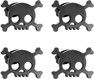 Black Skull Studs Earrings 2 Pairs Gothic Skull Bone Skeleton Biker Halloween Stud Earrings