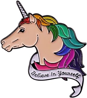 Brooch pin Badge "Believe In Yourself" Rainbow Unicorn Brooch Magic Inspirational Quote Badge Enamel Brooch Lapel Pins For Backpacks Badges Jewelry Decorations