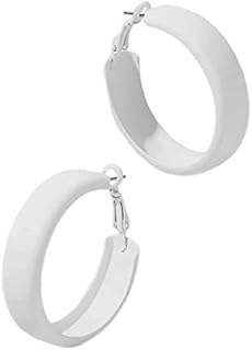 COLORFULBLING Large Red Matte Round Hoop Earrings Wide Faux Leather Multicolor Pierced for Women Girls Classic Lightweight Wedding Holiday Jewelry(red)