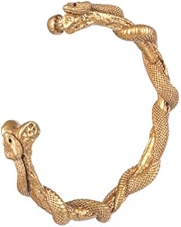 COPPERTIST.WU Cuff Bracelets for Men Women | Double Snake Twisted Brass Open Bangle Adjustable Vintage Creative Cool Jewelry Gifts