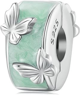 PANPOKI Sterling Silver Clip-On Charms for Bracelets with Cubic Zirconia Bead, Perfect for Birthday or Mother's Day Jewelry Gifts for Women & Girls