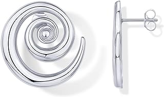 PAVOI 14K Gold Plated Sterling Silver Posts Statement Spiral Stud Earrings for Women | Trendy Chunky Drop Earrings