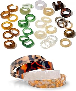 Viva Joya 30pcs Resin Rings, Plastic Rings Acrylic Rings for Women Teen Girls & 4pcs Bangle Bracelets for Women, Resin Bracelet Set,