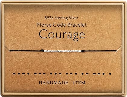 KGBNCIE Morse Code Bracelet for Women Sterling Silver Beads on Silk Cord Secret Message Fuck Friendship Inspirational Encouragement Bracelet Gift for Her