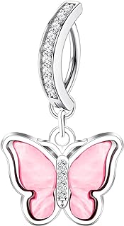 Ritach Belly Button Ring 14G Surgical Steel Cubic Zirconia Butterfly Clicker Dangle Navel Rings for Women Curved Barbell Piercing Jewelry