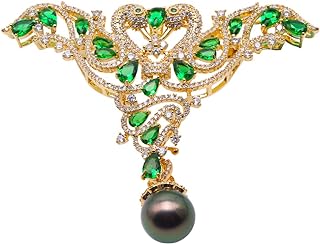 Pin Clasp Swan Brooch with Luxurious Tahitian Pearl Accent for Women - Exquisite Metal Mirror-Lustre Design