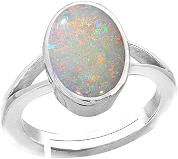 Adjustable Sterling Silver Ethiopian Opal Engagement Ring, 4.50 Carat Certified Natural White Opal - Ideal Gift for Men and Women - Elegant Round Design
