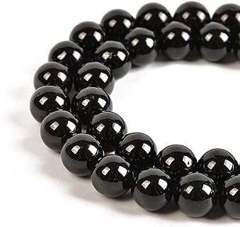 Stone-crafted Natural Black Tourmaline Bead Bracelet by Nancybeads - Perfect for DIY Jewelry Enthusiasts; Unique, Round 4mm Beads Design