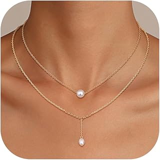 Dochais 14K vergoldete Perlenkette mit Anhänger, 35+5 cm und 40+5 cm, nickelfrei und verwendbar für Partys oder Hochzeiten. Perfekt als Geschenk für Frauen