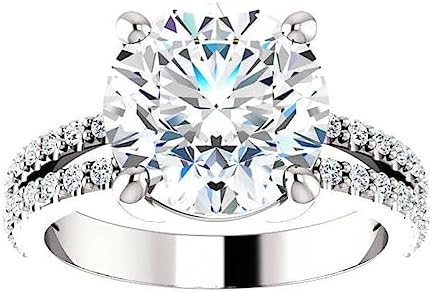 Siyaa Gems 5 CT Round Moissanite Engagement Rings 10K 14K 18K Solid Gold Moissanite Diamond Ring 925 Sterling Silver Solitaire Engagement Ring Wedding Ring