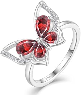 YL Butterfly Rings 925 Sterling Silver Simple Ring Birthstone Statement Rings for Women