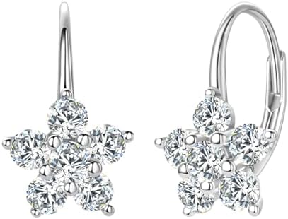 Lever Back Moissanite Hoop Earrings with 925 Sterling Silver - A Hypoallergenic Jewelry Gift for Women featuring Brilliant Round Cut Design