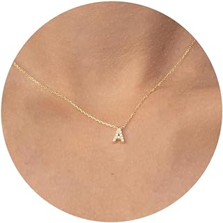 C-Link Chain, Diamond Monogram Choker Necklace for Women, 14k Gold Plated Personalized Initial Design