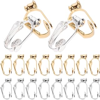 Silver and Brass Clip-On Earring Converter by SUPVOX - Easily Transforms Stud into Dangling Earrings for Men and Women - Gold and Silver Design
