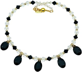 Paparazzi Yellow Gold Austrian Crystal Choker Necklace with Memory Wire Chain and Magnetic Clasp - Art Deco Inspired Design