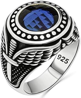 Solid 925 Sterling Silver Simulated Blue Sapphire Stone Luxury Ring for men Gift for Him