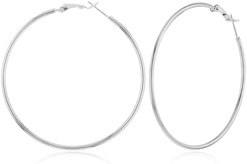Big Hoop Earrings for Women Stainless Steel Hypoallergenic Plated Silver Earrings 70mm Oversize Hoops Earrings Birthday Mothers Day Jewelry Gifts for Her