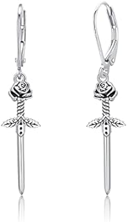 Sterling Silver Dangle Sword Earrings with French Wire Back Finding, Iconic Drop Design - Ideal Christmas or Birthday Gift for Women and Moms