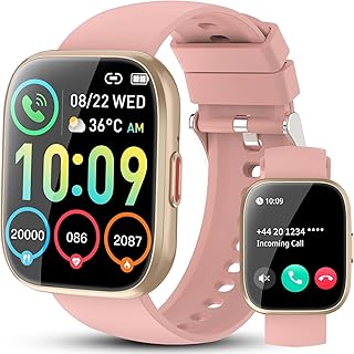 PEFUPEW Montre Connectée Femme Samsung Rose 1,85 avec Bluetooth, 112 Modes Sportifs, Etanche IP68, et Suivi Santé 24h. Idéale pour Sport et Quotidien
