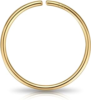 Lulau 14K Solid Gold Nose Ring Hoop for Women Inner Diameter 8mm 5/16 Inch 22G Real 14K Cartilage Hoop Earring 22 Gauge Small Thin Nose Piercings hoops for Men Jewelry