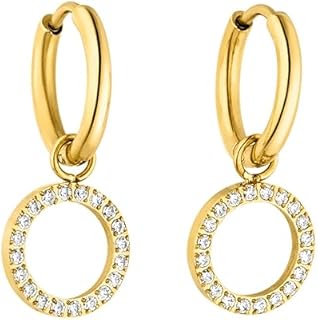 PURELEI® Closed Glow Hoop Earrings – Stainless steel jewelry – Water-resistant earrings with pendant – 0,55 inch diameter – Fashion jewelry for your individual look