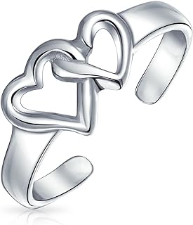 Bling Jewelry Personalized Romantic Midi Mid Finger Infinity Love Knot or Double Open Interlocking Hearts Toe Ring For Women Teen Polished .925 Silver Sterling Adjustable Customizable