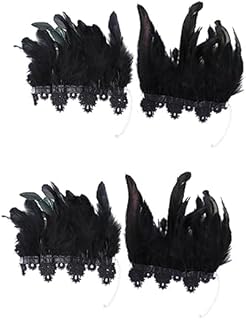 Enchanting NOLITOY Feather Cuff Bracelet 4-piece set, Halloween Costume Accessory - Premium Feather and Cloth, Made in China