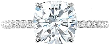 Lalit Gems 3.50 CT Cushion Moissanite Engagement Rings 10K 14K 18K Solid Gold Moissanite Diamond Ring 925 Sterling Silver Solitaire Engagement Ring Wedding Ring Women