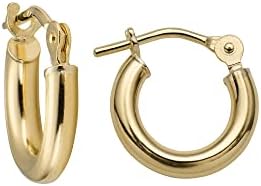 MAZZERI 14k Gold Hoop Earrings For Women and Men - Classic Design, Hypoallergenic, Made in the USA, Available in Yellow Gold or White Gold Hoop Earrings 14k Real Gold