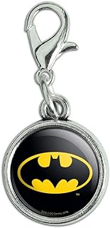 GRAPHICS & MORE Batman Classic Bat Shield Logo Antiqued Bracelet Pendant Zipper Pull Charm with Lobster Clasp